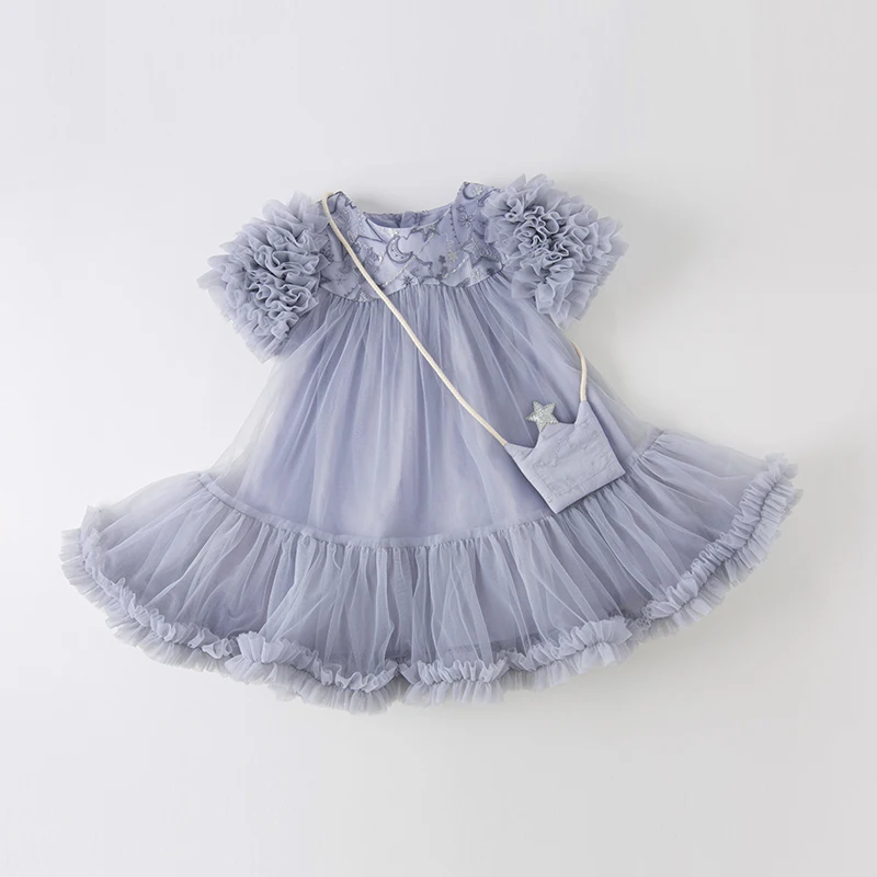 Dave Bella Gray Blue Princess Dress Party Birthday Dress