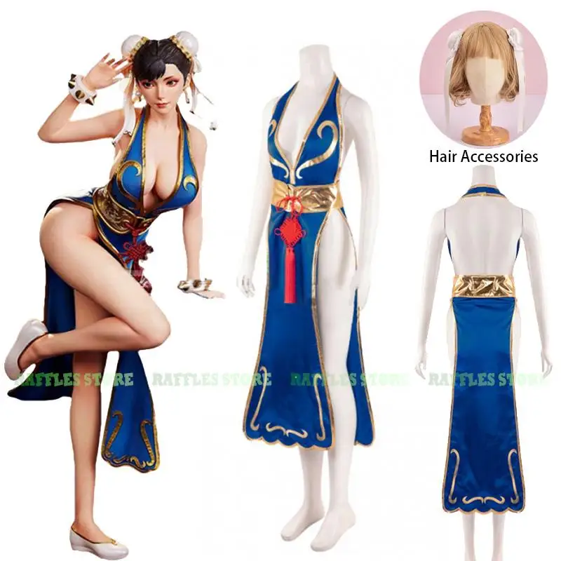 

Женское платье для косплея Chun Li, сексуальное женское платье с вырезом на шею