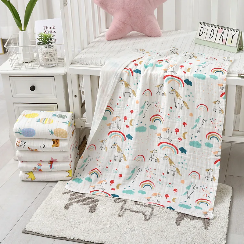 Cotton Baby Bath Towel Boys Girls Towel Blanket For Newborn Baby Bathrobe 4 Layers Gauze Washcloth Infant Swaddle 4