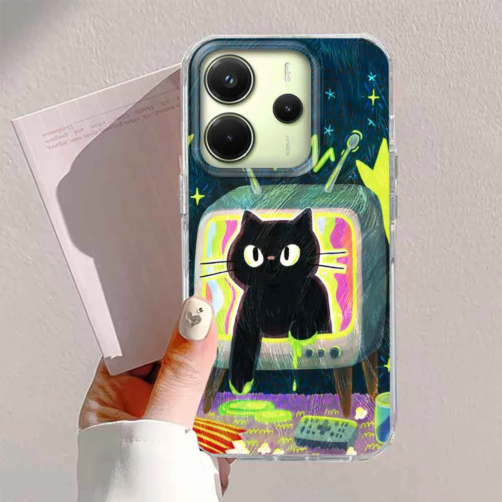Chic Cartoon Black TV Cat Phone Case