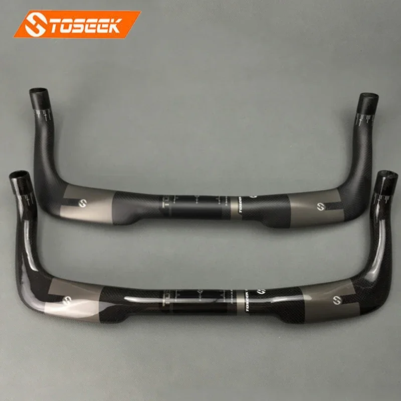 TOSEEK Carbon Fiber Handlebar 31.8mm Road Bike Bent Bar Racing Cycling TT Bullhorn Bar Time Trial Bars 400 420 440mm