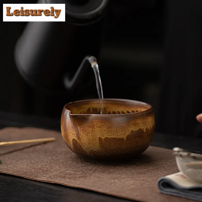 Ancient Kiln Change Ceramic Japanese Matcha Bowl Whisk Holder Set Temperature Resistant Matcha Tea Bowl Set With Spout For Trip