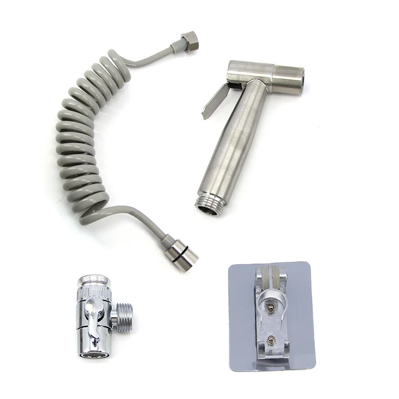 Self Cleaning stainless Sprayer Gun Hand Toilet Bidet Shower Head Holder Handheld Faucet 2m 3m water value hose set Bathroom n