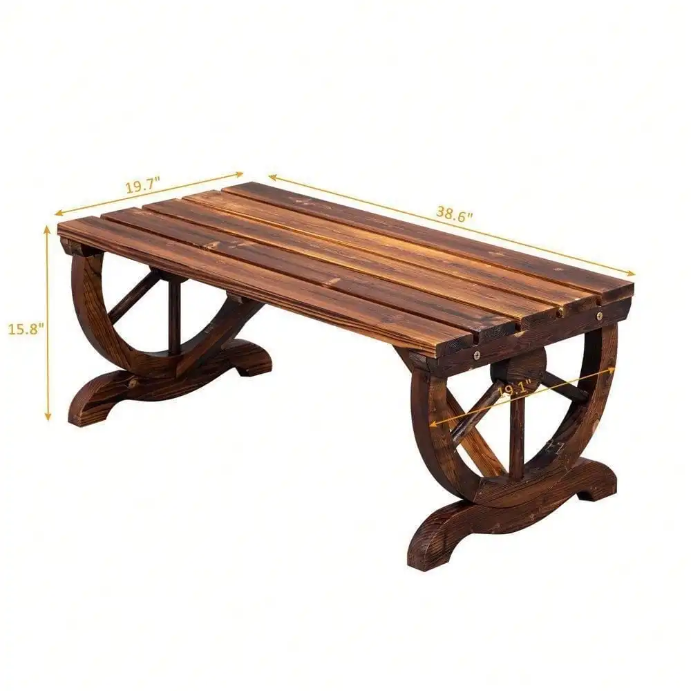 Wagon Wheel Patio Garden Bench 3
