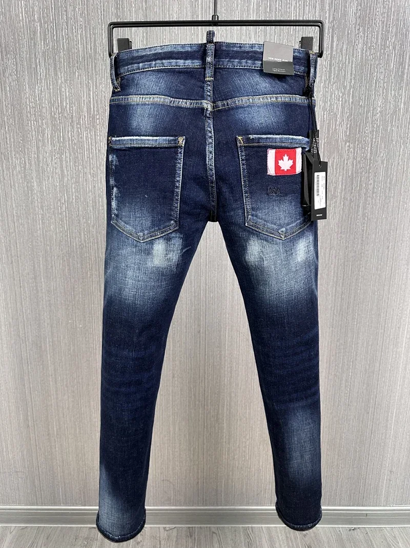 fashion BRAND D2 Men Jeans Denim Pants Hole Slim Pencil Trousers Buttons Party top quality BLUE coolguy JENAS pant for husband 2
