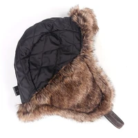 Men Winter Caps Lei Feng Hat Women's Pilot Aviator Bomber Trapper Hat Faux Fur Leather Snow Cap With Ear Flaps Windproof Warm 4