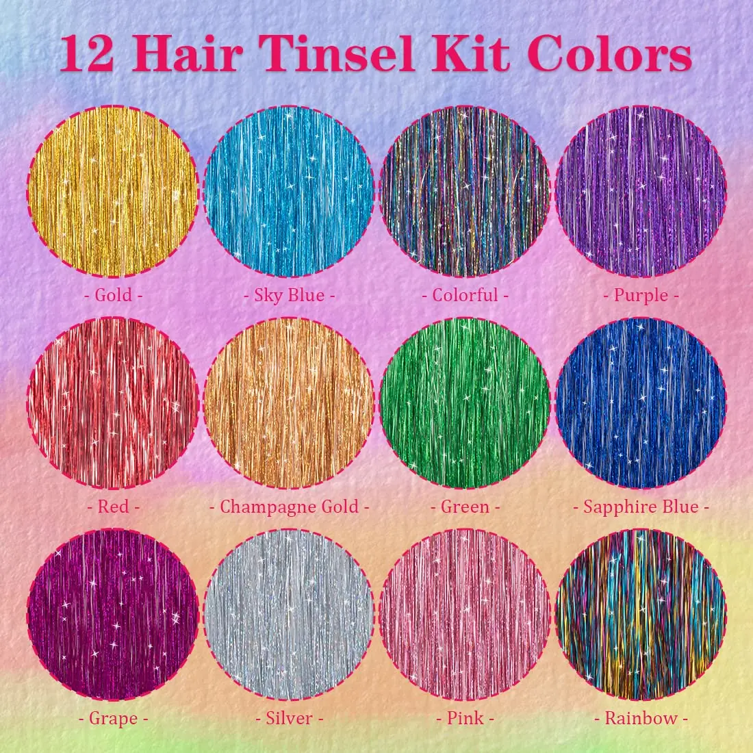 XINRAN 1Pc Sparkle Shiny Hair Tinsel Hair Extensions Dazzles Women Hippie for Braiding Headdress Hair Braiding Tools Long 100cm
