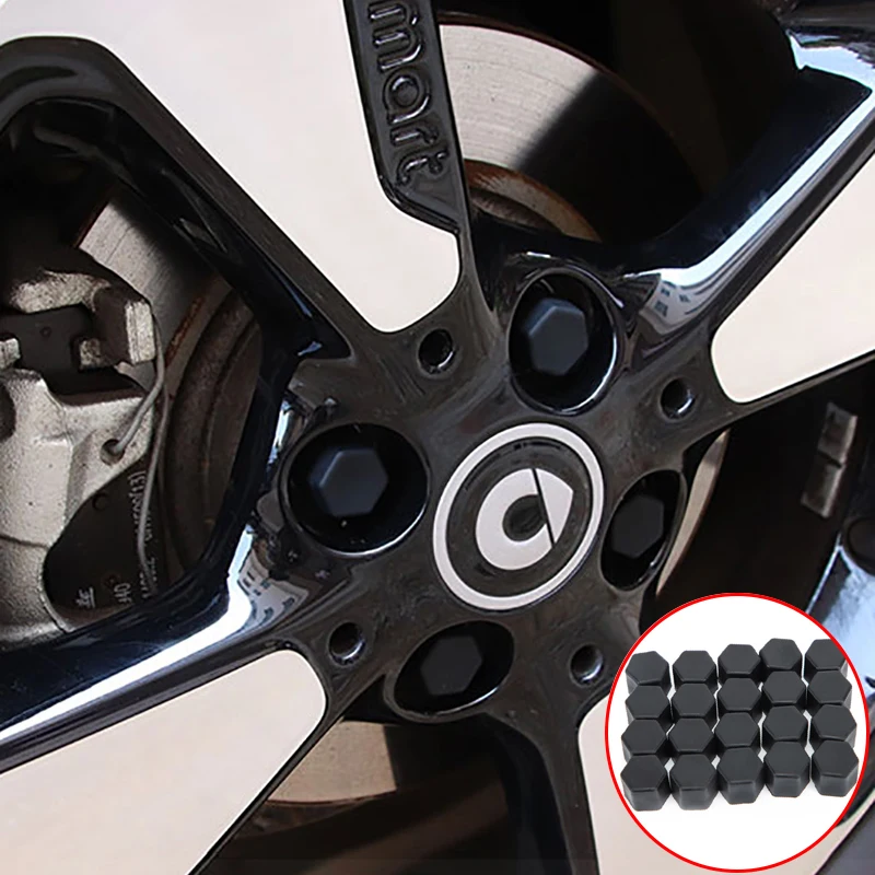 Car Wheel Nut Caps Protection Anti-Rust Auto Hub Car Tire Screw Cap Nut Bolt Covers 20Pcs For Smart Fortwo Forfour 453 2015 -