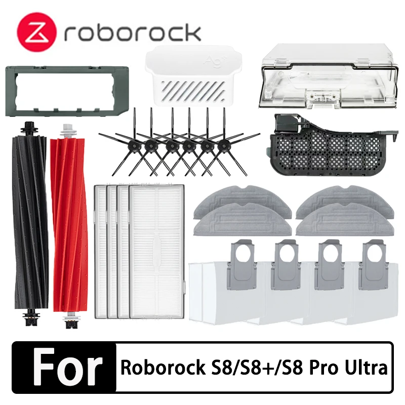 Original Roborock S8 Pro Ultra Accessories Side Brush Filter Mop Choth Dust  Bags For Roborock S8/s8+ Vacuum Cleaner Spare Parts - Vacuum Cleaner Parts  - AliExpress