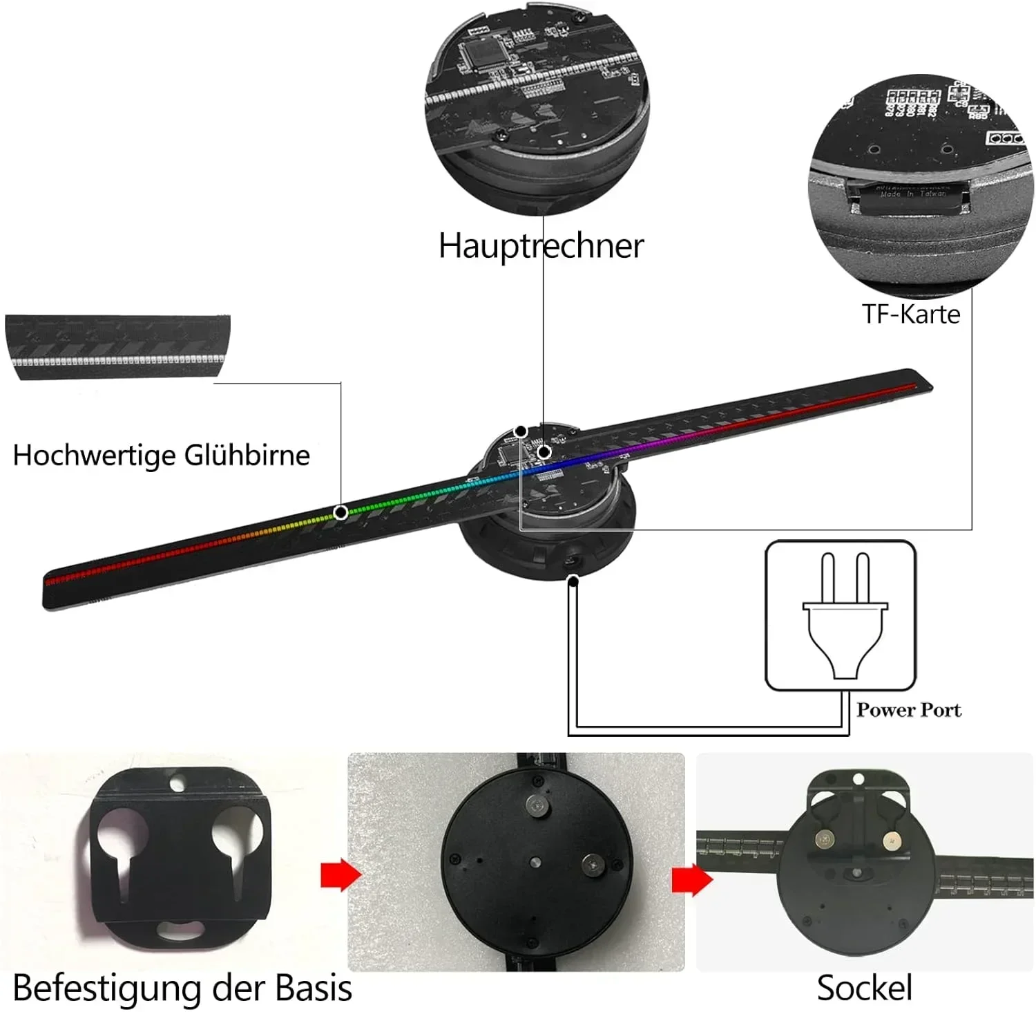 3D Hologram Projector Fan Wifi Sign LED Screen Remote Control Advertising Machine Holographic Lamp Player Support Splicing