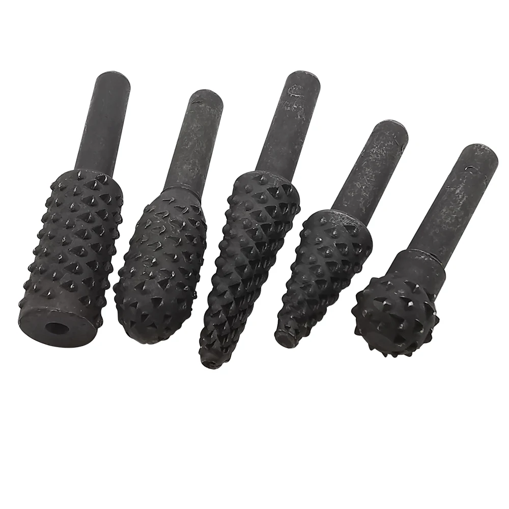 

5Pcs Rotary Burr File DIY Drill Bit Set 1/4'' Shank Carpentry Cutting Tools for Metal Woodworking Engraving Polishing Burnishing