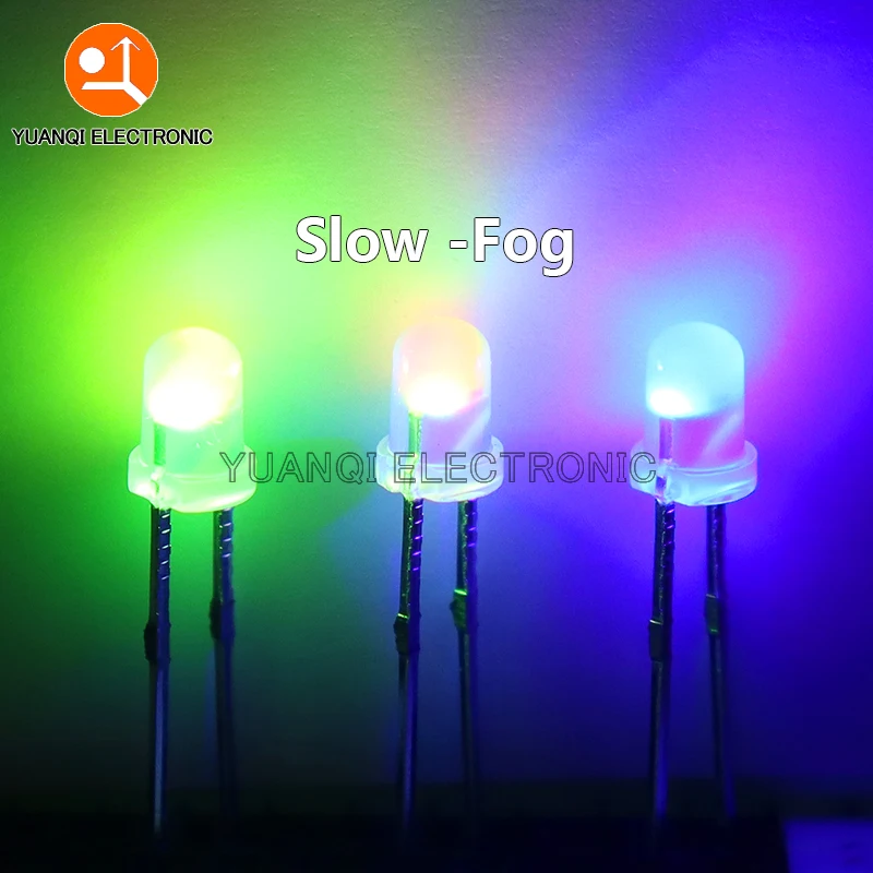 20-Pack 5mm RGB Slow Flash LEDs – Pre-Wired, Red Green Blue Colorful, 9V/12V, 20cm