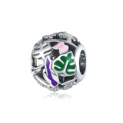 Elegant Orange Flower Charm in 925 Sterling Silver - Versatile Jewelry Accent for Bracelets, Keychains, and More (WHITE)