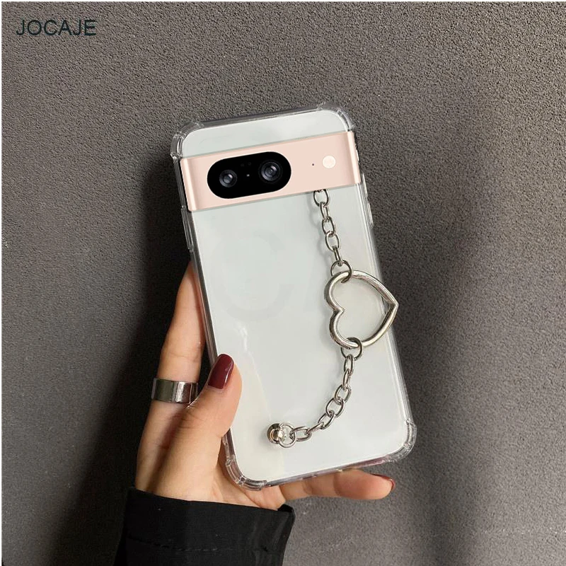 Clear Transparent Wrist Strap Case with Love Heart Bracelet - Soft Cover