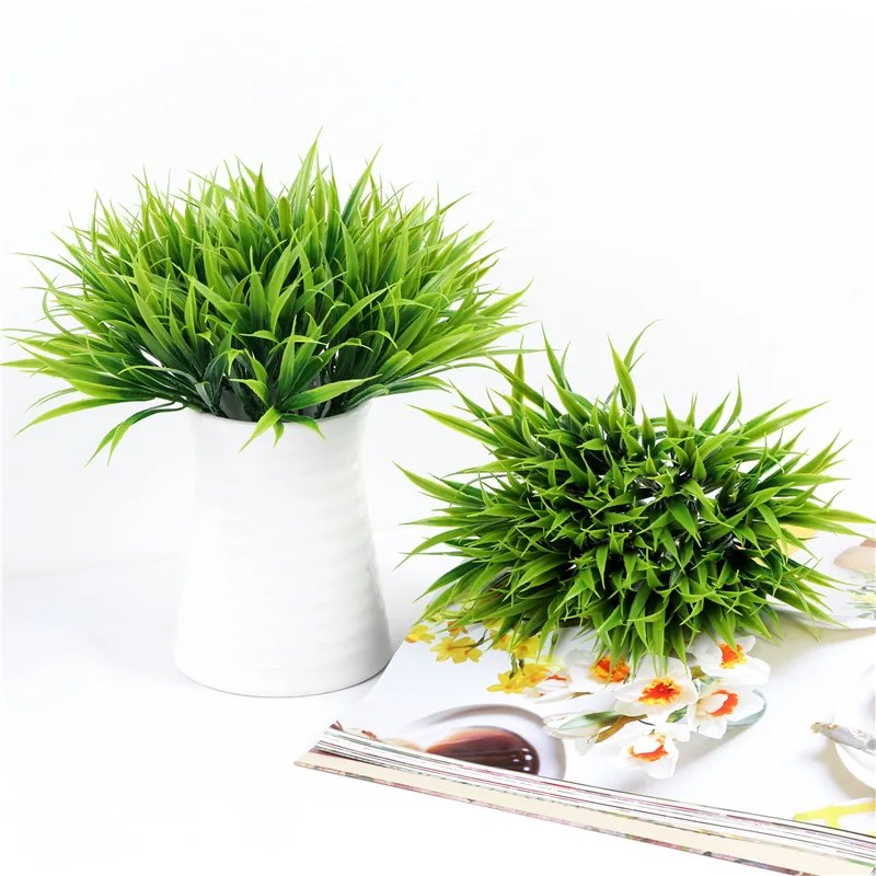Simulation Green Plant 5 Fork Small Spring Grass Persian Fake Flower Artificial Plastic Wall AccessoriesGrass |