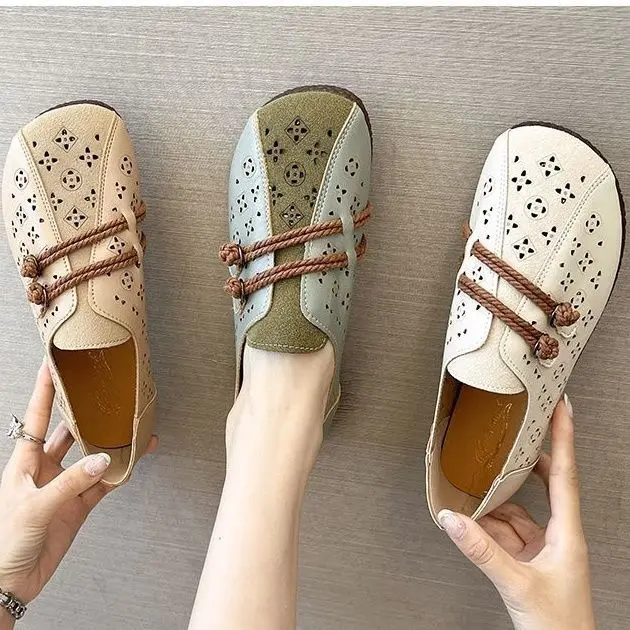 2024 Newly Square Toe Women's Flats Designer Cutout Shoes