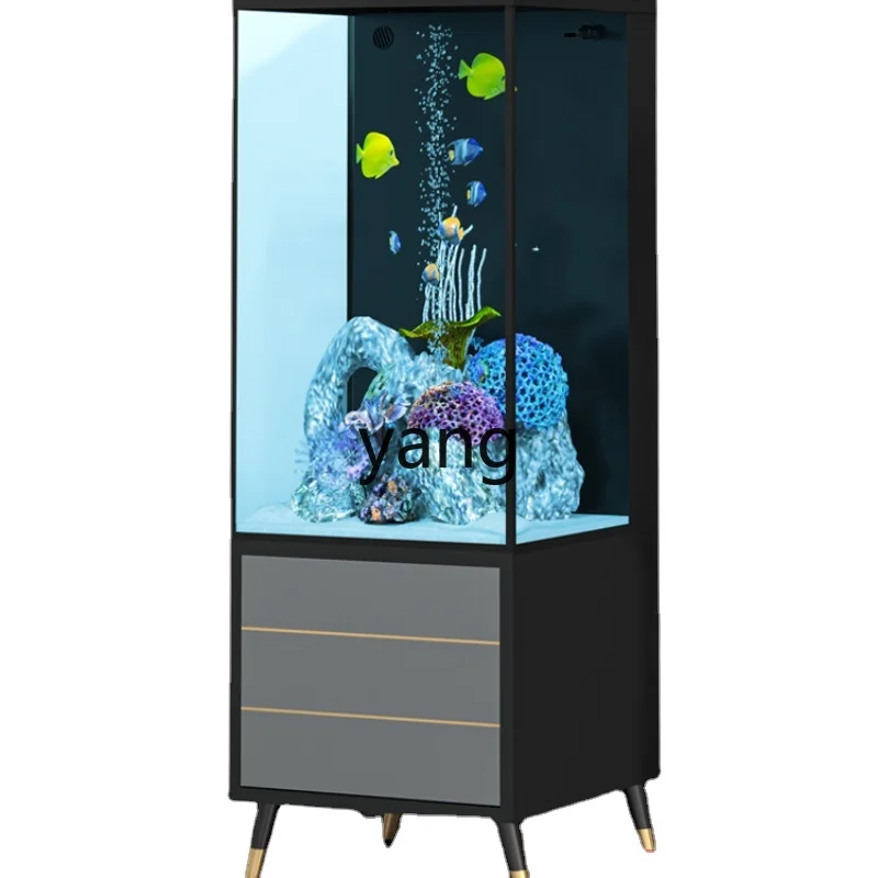 

L'm'm Living Room Small Square VAT New Base Cabinet Back Filter Ultra White Glass Fish Globe