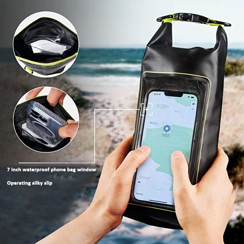2L/5L Dry Bag Touch Screen Swimming Waterproof PVC Bag Rafting Floating Shoulder Outdoor Sports Bags Surfboard Kayak Storage