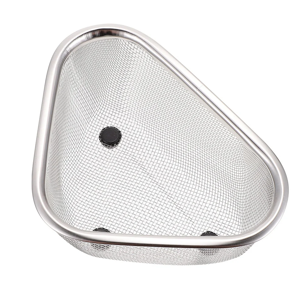 

2pcs Stainless Steel Kitchen Sink Mesh Basket Strainer Sponge Holder Triangular Corner Sink Storage Basket Mesh Colander