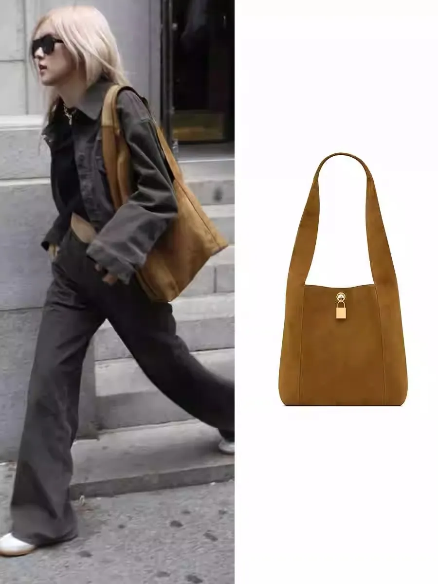 Suede Handbag for Women Luxury Design Crossbody Bag Large Capacity Shopping Messenger Tote Bag Vintage Commuting Shoulder Bag