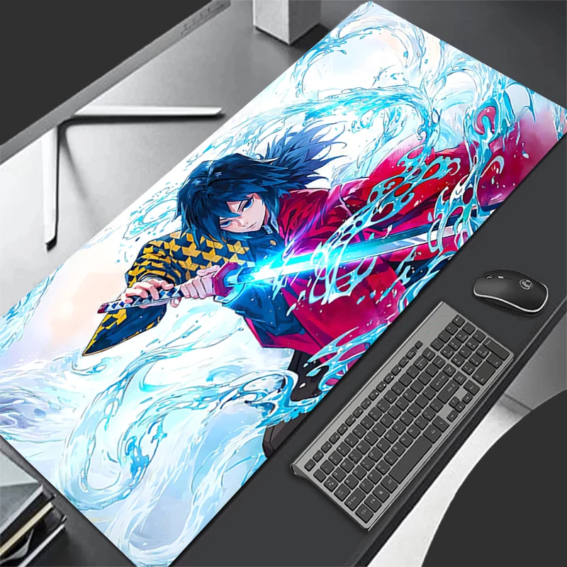Demon Slayer Tomioka Giyuu Mouse Pad Gaming Accessories PC Gamer alfombrilla xxl Computer Desk Mat Laptop Varmilo Keyboard Pads 5