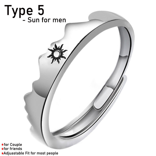 Moon Couple Rings Open Adjustable Ring Eachother Lover Couple Rings Wedding Jewlery Ring Friends Gift Fit for Most Women Men