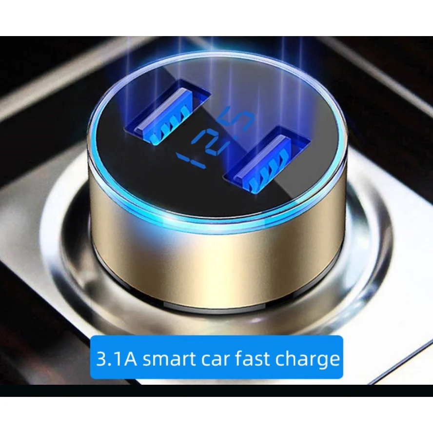 3.1A Car Charger for Cigarette Lighter 12V 2 Port Dual USB Quick Fast Charging Car Charges With LED Display Voltmeter For Cars car charger car phone charger