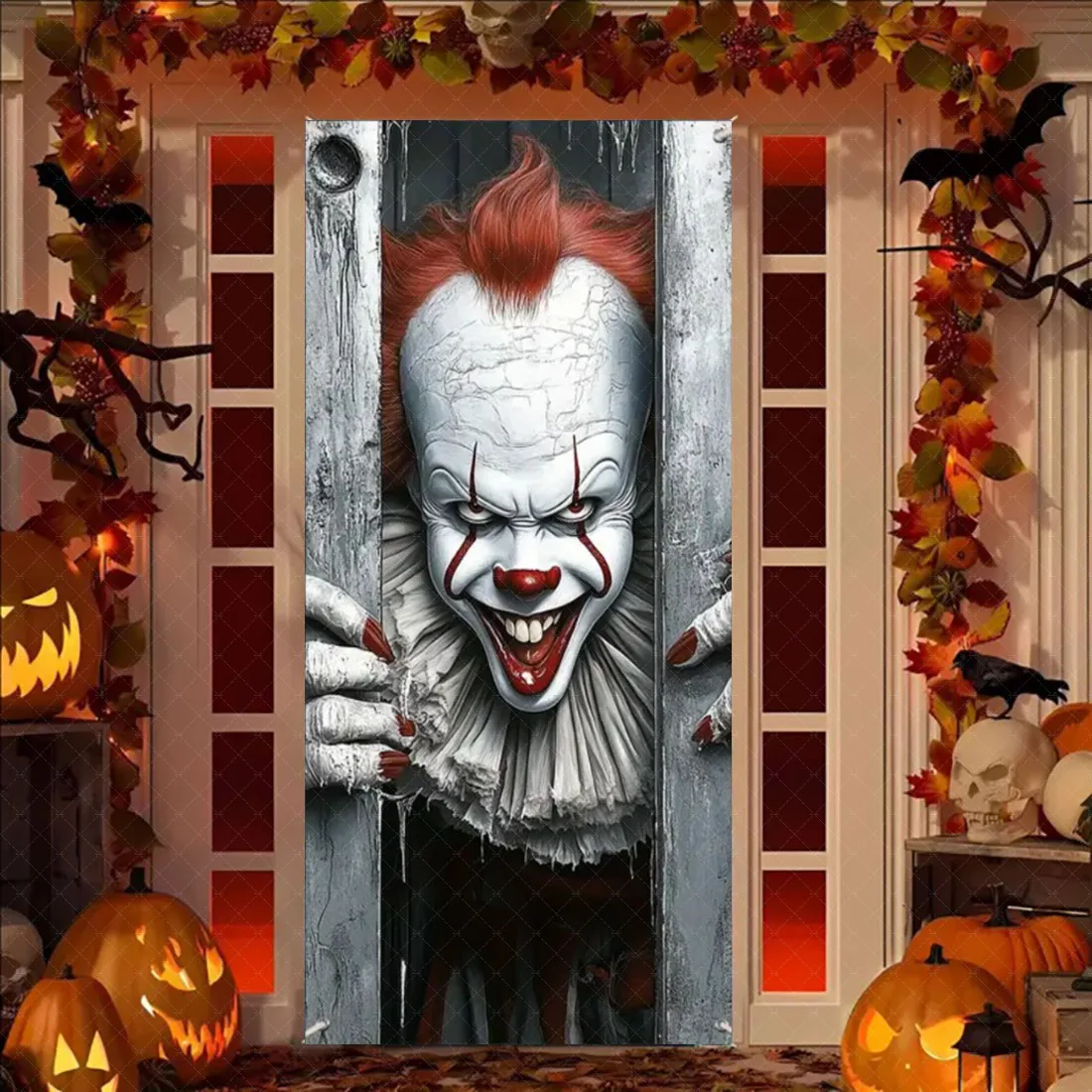 Gruseliges Halloween-Türbanner, Terror, Tag der Toten, Urlaub, hängender Hintergrund, blutiger Horror, Party-Dekoration, Zubehör, Türabdeckung – Detail 11