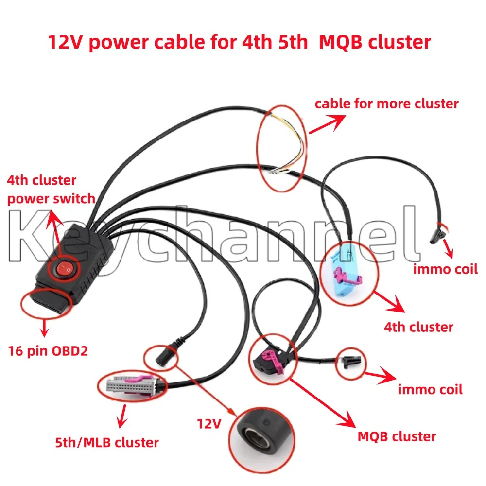 1set MQB Cluster 12V Power Cable 4th ID48 Key Program Cable 5th Cluster Cable MQB NEC35XX Cable MQB48 Instrument Cable fit VVDI2