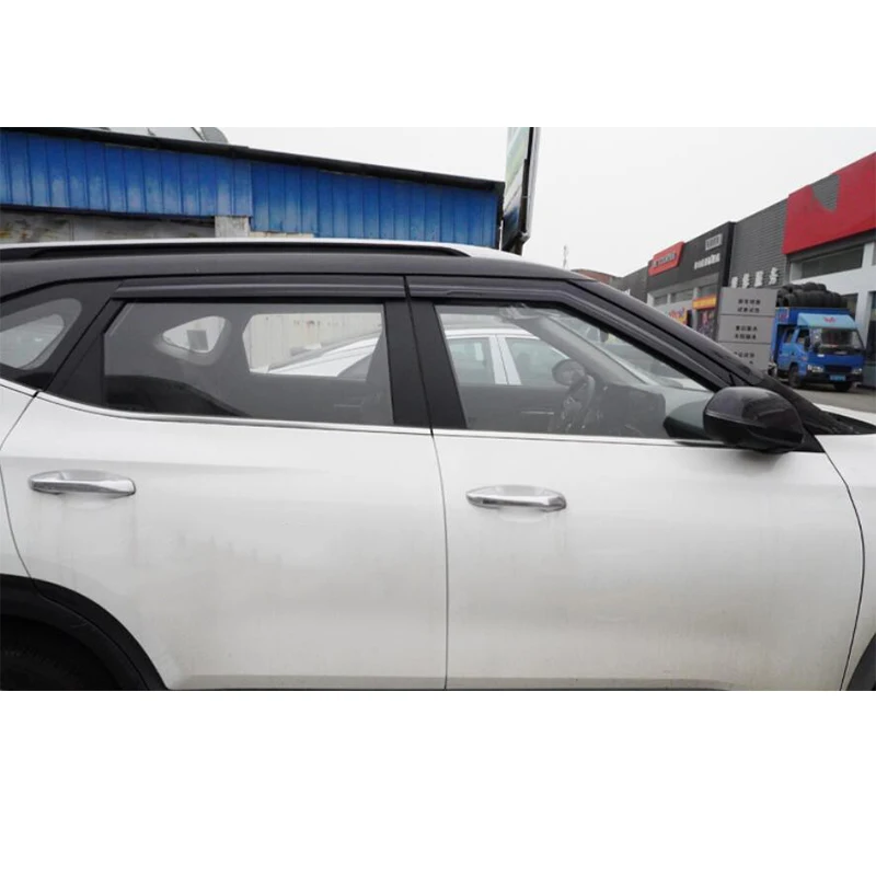 ABS Chrome Door Window Visor Vent Shades Sun Rain Guard for Kia Seltos KX3
