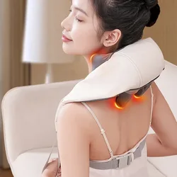 FODRK Electric Neck And Back Massager Wireless Neck And Shoulder Back Massage Shawl Kneading Massage Pillow Trapezius Neck