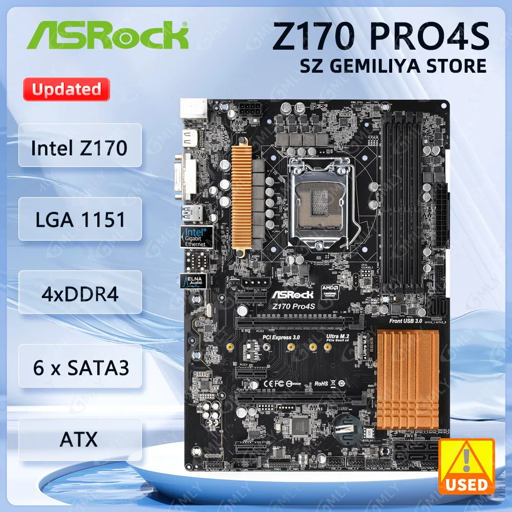 ASRock Z170 PRO4S Motherboard Intel Z170 LGA 1151 DDR4 64GB M.2