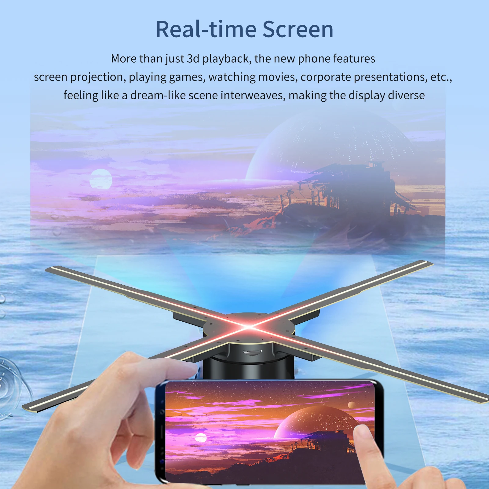 Projecteur Hologramme 3D LED WiFi Sutinna - Pour Publicité Et Affichage - Neuf