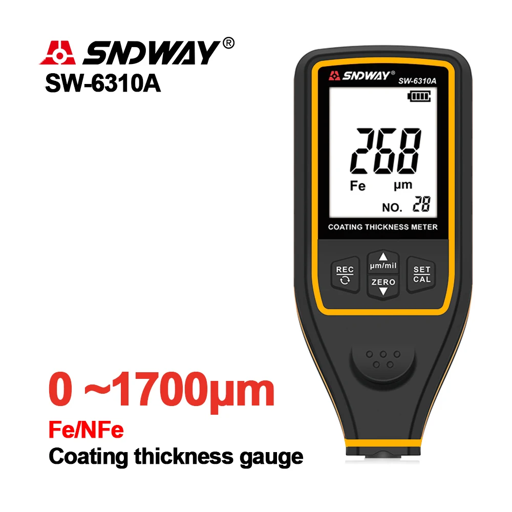 

SNDWAY Car Paint Thickness Tester Coating Thickness Gauge 0-1700um Fe/NFe Precision Instrument Automobile Paint Coating Meter