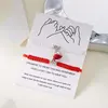 Bracelet porte-bonheur en corde tressée rouge, 2 pièces, pour femmes et hommes, cœur romantique, magnétique, assorti, bijoux pour amoureux de la saint-valentin