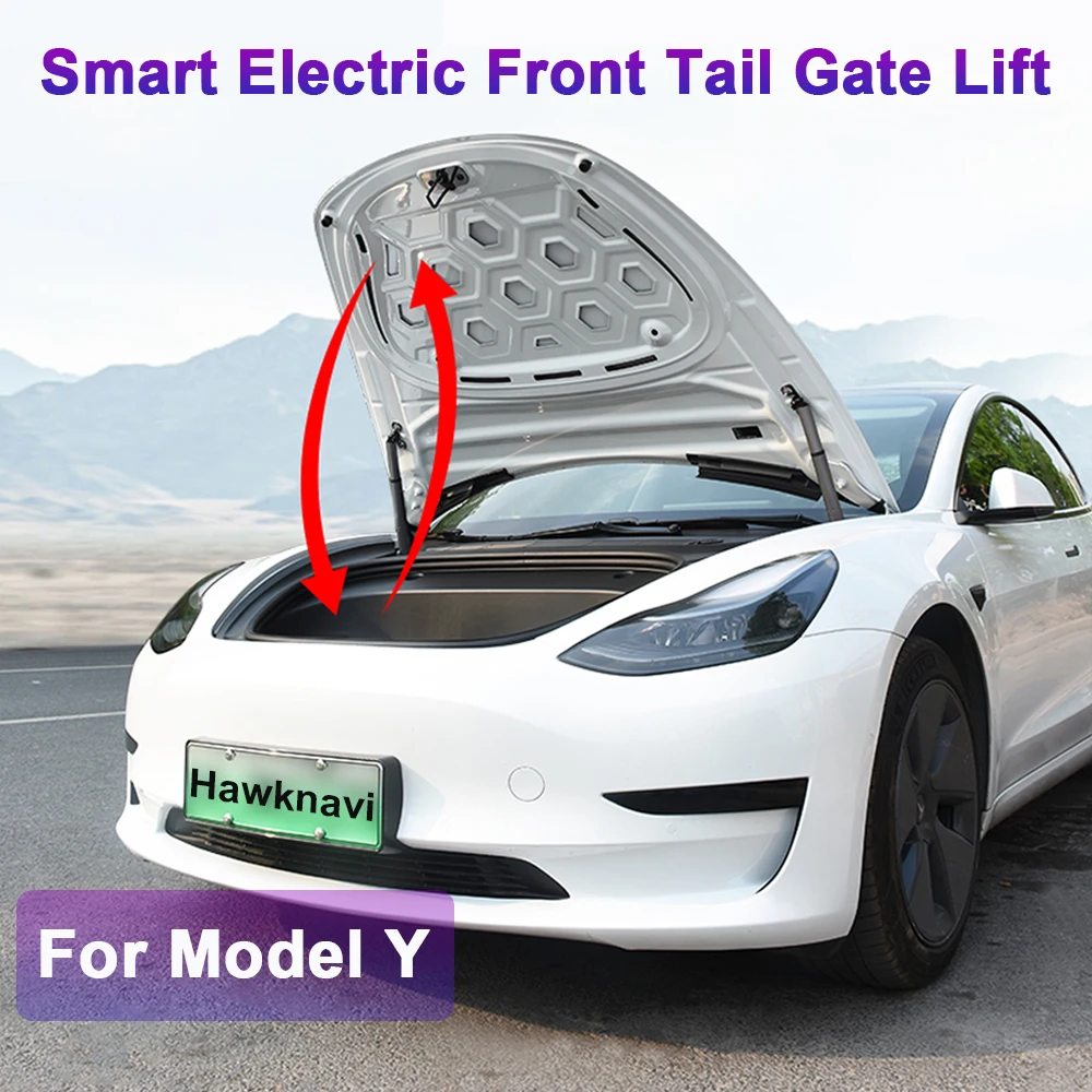 

Electric Front Tailgate For Tesla Model Y Car Modified Frunk Lift Automatic Power APP Control Waterproof Speed Adjutsable System
