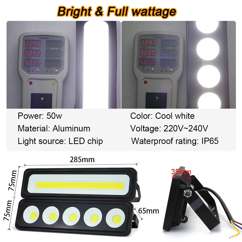 High-Power Waterproof Outdoor LED Floodlight - 50W, 220V, IP65