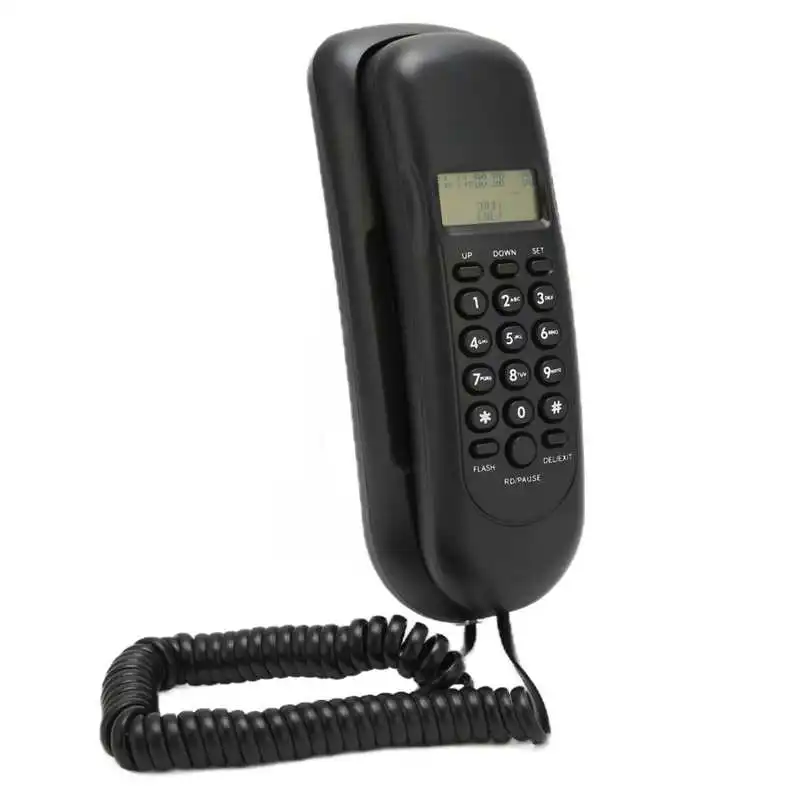 VBESTLIFE Téléphone Fixe, Téléphone Filaire de Bureau Téléphone Numérique  placé sur Le Bureau, la Maison ou monté sur Un Mur(Noir)