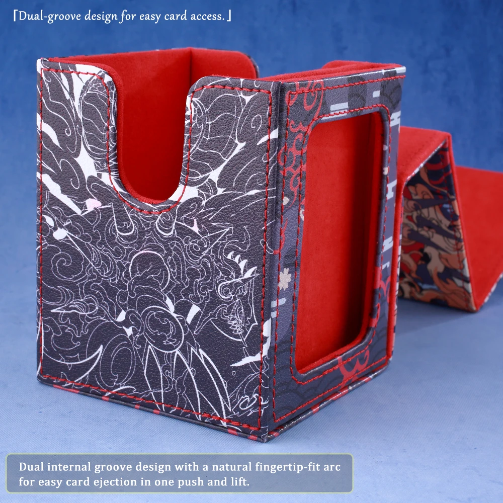 Premium Groudon-Themed PU Leather Card Deck Box – Holds 120+ Sleeved Cards, Portable Card Storage, Perfect Gift for Collectible Card Game Enthusiasts