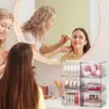 6 Pack Clear Stackable Storage Drawers, 4.4'' Tall Acrylic Bathroom Makeup Organizer,Plastic Storage Bins For Vanity 6