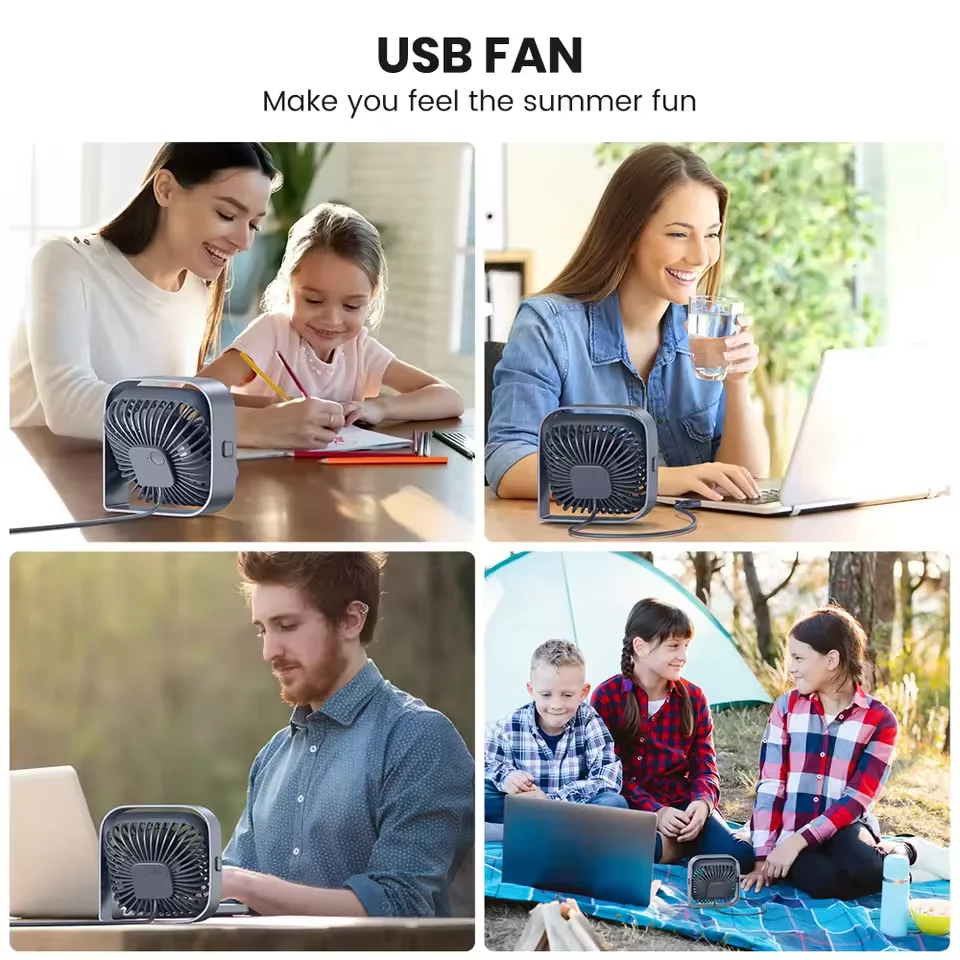 Compact 360° Rotatable USB-Powered Desktop Fan