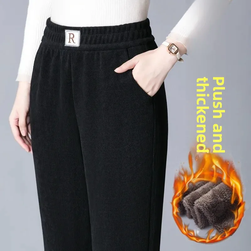 R label-black [Winter fleece-lined thickening]]