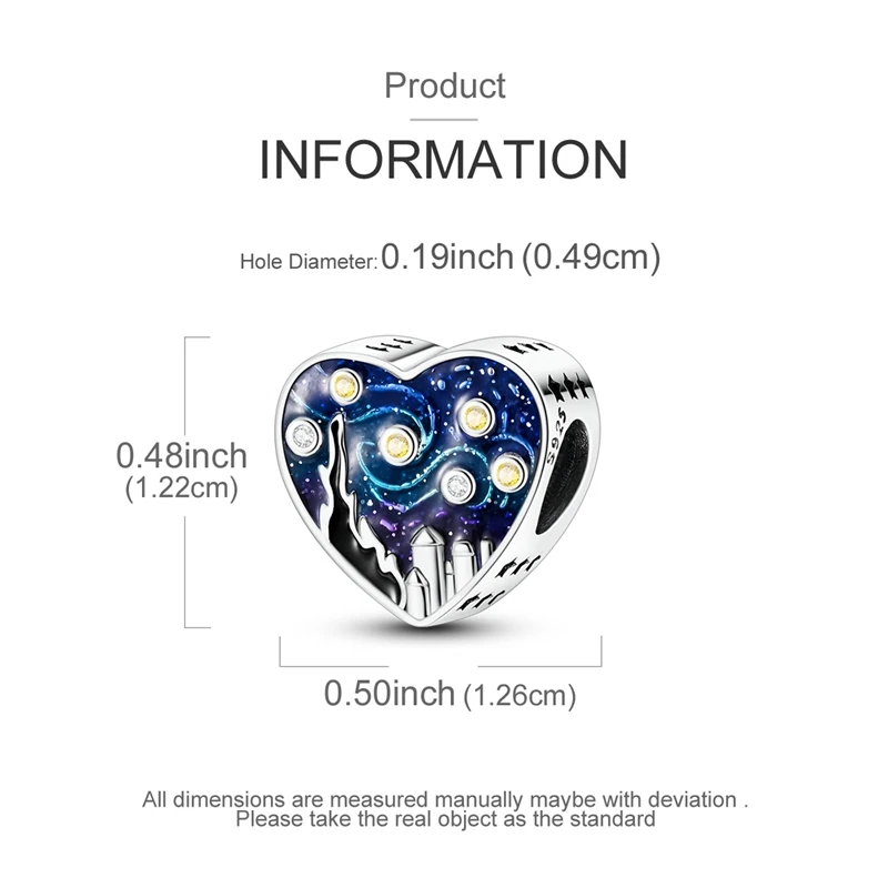 925 Sterling Silver Little Van Gogh Starry Sky Charms Bead CZ Zircon Shining Star Dangle Fit Original Bracelet DIY Women Jewelry