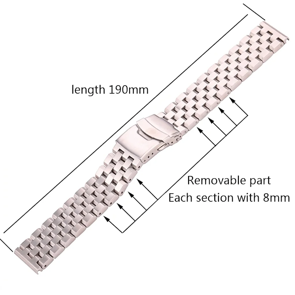 Elegant Stainless Steel Watch Strap Bracelet - Polished Brushed Finish