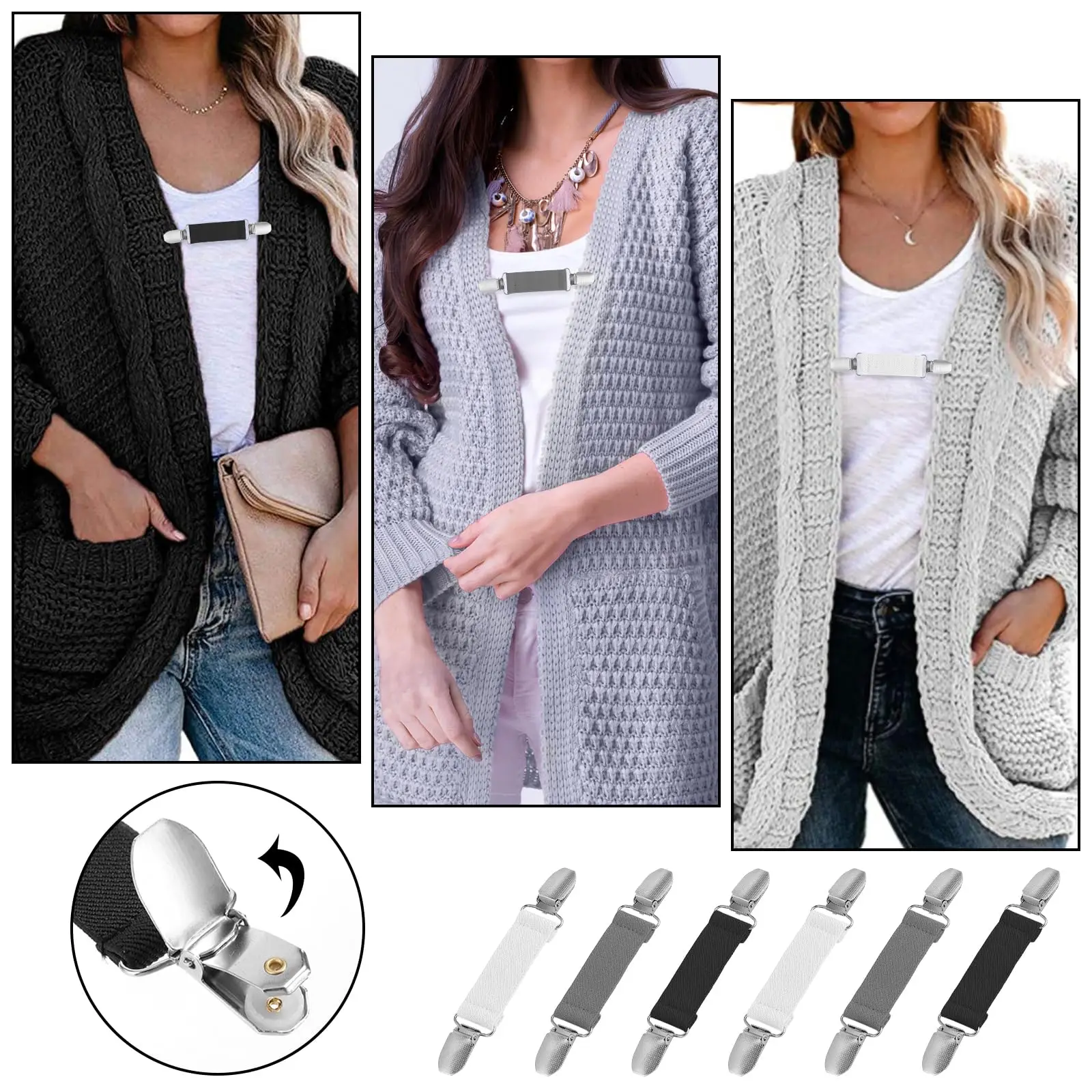 Garment Clips Retro Duck Clip Clasps for Cardigan Shawl Shirt Collar Elastic Accessories Women Men Friendly Design