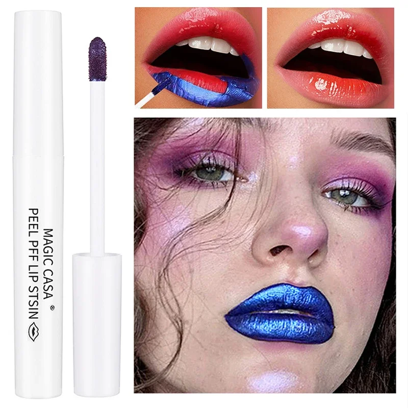 1Pc Fit Colors Blue Peel-Off Lip Gloss Lasting Matte Velvet Liquid Lipstick Waterproof Antiaderente Cup Tear Off Lip Glaze Cosmetic