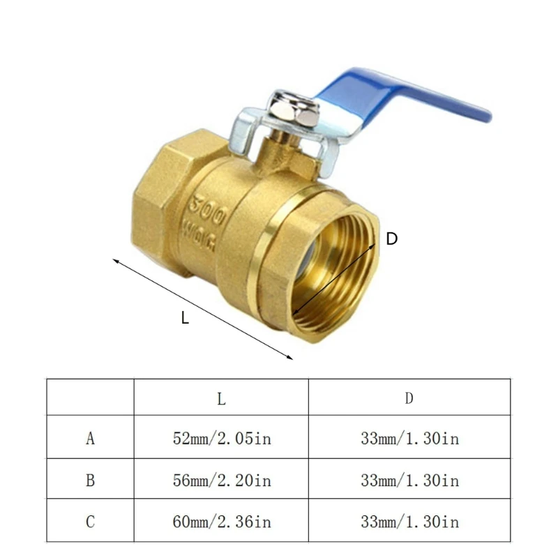 

Handle Brass Pipe Port Ball-Valve Handle Male and Female Thread Water Shut Off 1" DN25 Heavy-Duty Port Brass Ball-Valve