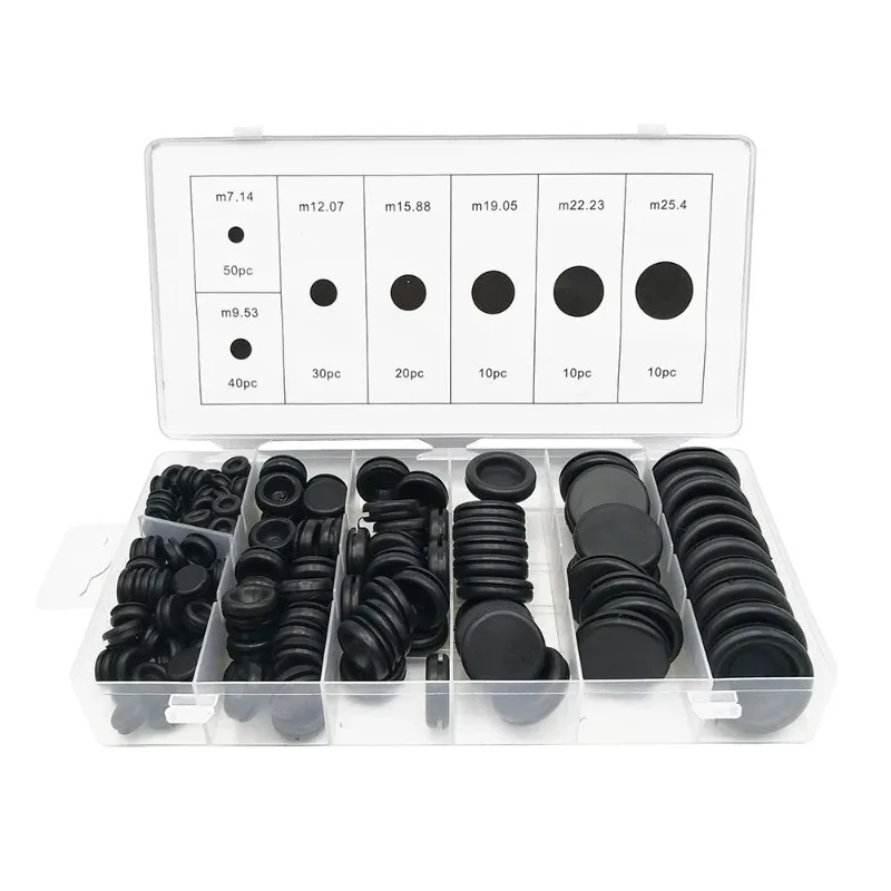 170pcs 검은 고무 그로멧 방화벽 구멍 플러그 유지 링 세트 밸브 물 파이프 도구 세트에 대 한 자동차 전기 와이어 가스 켓 키트