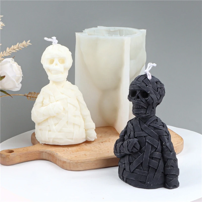 3D Bandage Skull for Head Silicone Mold Plaster Handmade Mould for DIY Soap Plaster Epoxy Resin Moul