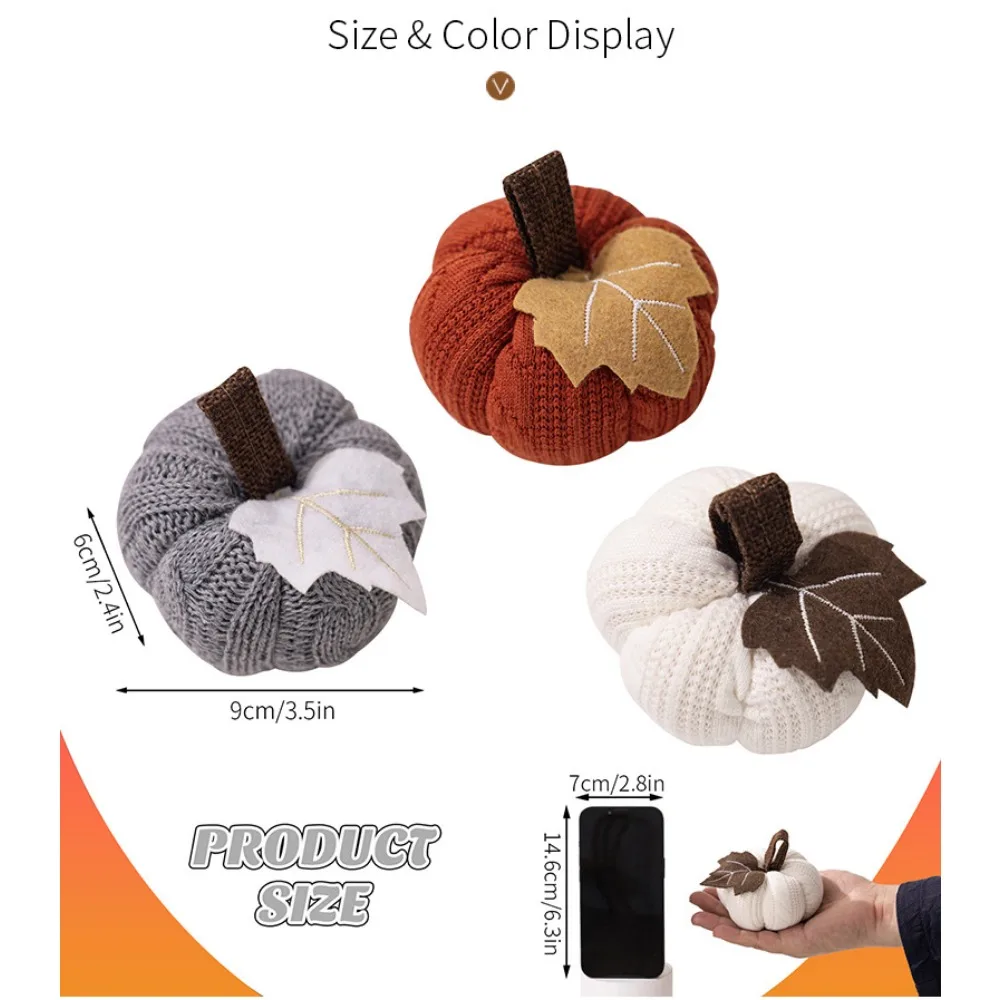 Faux Fall Decorative Crochet Pumpkins for Rustic Farmhouse Thanksgiving Harvest Halloween Table Centerpiece Mantel Kitchen Decor artificial pumpkin decoration
